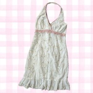 *SOLD!* Rampage Coquette Y2K Pink and White Halter Midi Dress